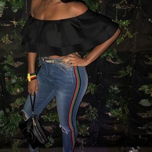 Taunt Him or Her Cropped Ruffle Top